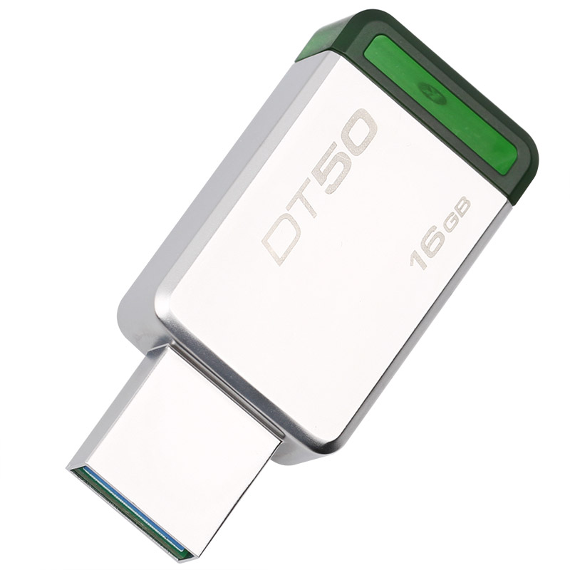金士顿（Kingston）USB3.1 16GB 金属U盘 DT50 高速车载U盘 绿色
