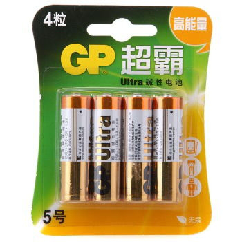 超霸（GP） GP15A-L4 碱性电池 5号 4粒/卡   GP24A-L4 碱性电池 7号