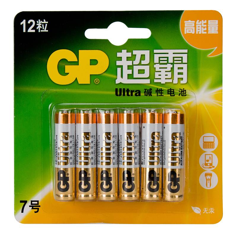 超霸GP24AU-2IL12七号碱性电池12粒卡装(卡)