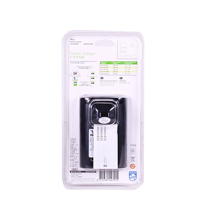 飞利浦 SCB1431NB/93 充电器+4节5#电池 电池容量：1600mAh(单位：套)
