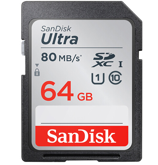 闪迪（SanDisk）64GB SD存储卡 C10 至尊高速版 读速80MBs