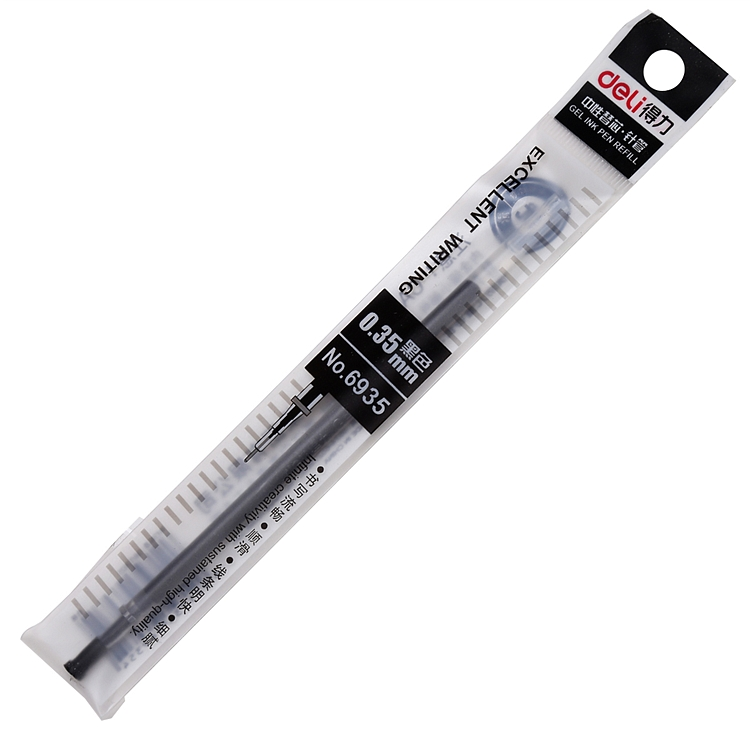 得力 6935 针管中性笔芯水笔芯 0.35mm 20支/盒 (单位:支) 黑色