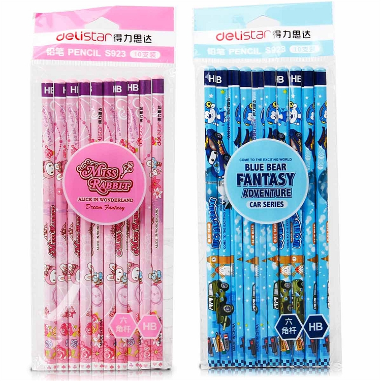 得力 S923 铅笔 HB/10支/袋 (单位:包) 混色