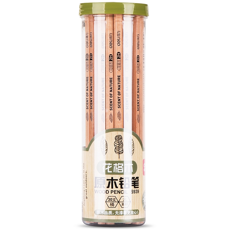 得力 S939 原木铅笔 2H∮60ｘ187mm 30支/筒 (单位:筒) 原木色
