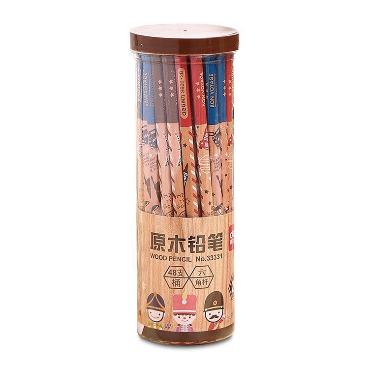 得力 33330 桶装HB铅笔 HB 48支/桶 （单位：桶） 原木色