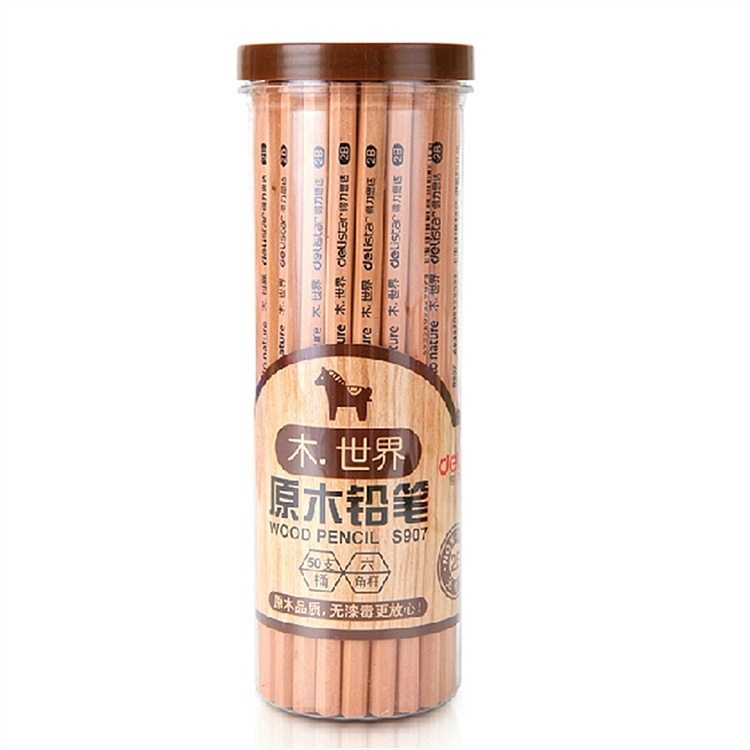 得力 S907 原木铅笔 2B 50支/桶 （单位：桶） 原木色