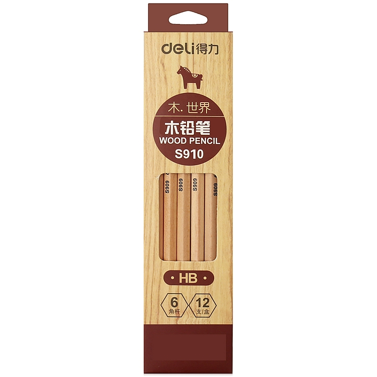 得力 S910 铅笔 HB 12支/盒 (单位:盒) 原木色
